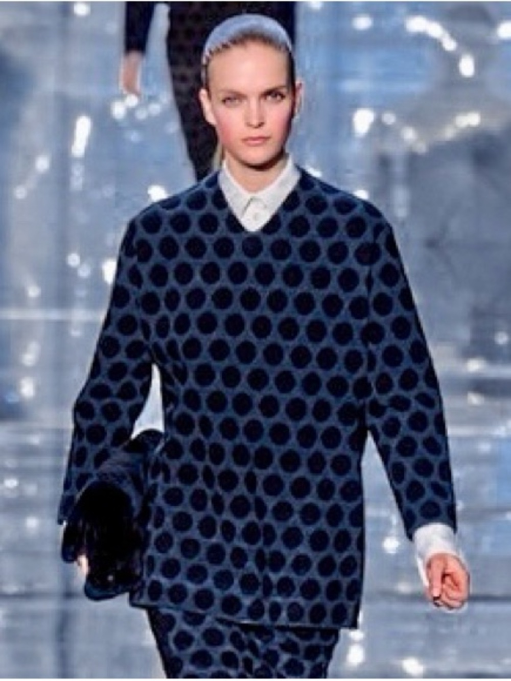 New MARC JACOBS F/W 2011 Polka Dot Terry Tunic Sweater in Navy Blue Black